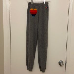 Aviator Nation Sweatpants Size 12 Kids grey heart